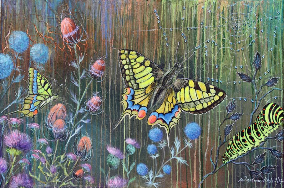 Der Schwalbenschwanz - Hedi Westram  - Öl-Acryl auf Leinwand (140 x 100 cm)